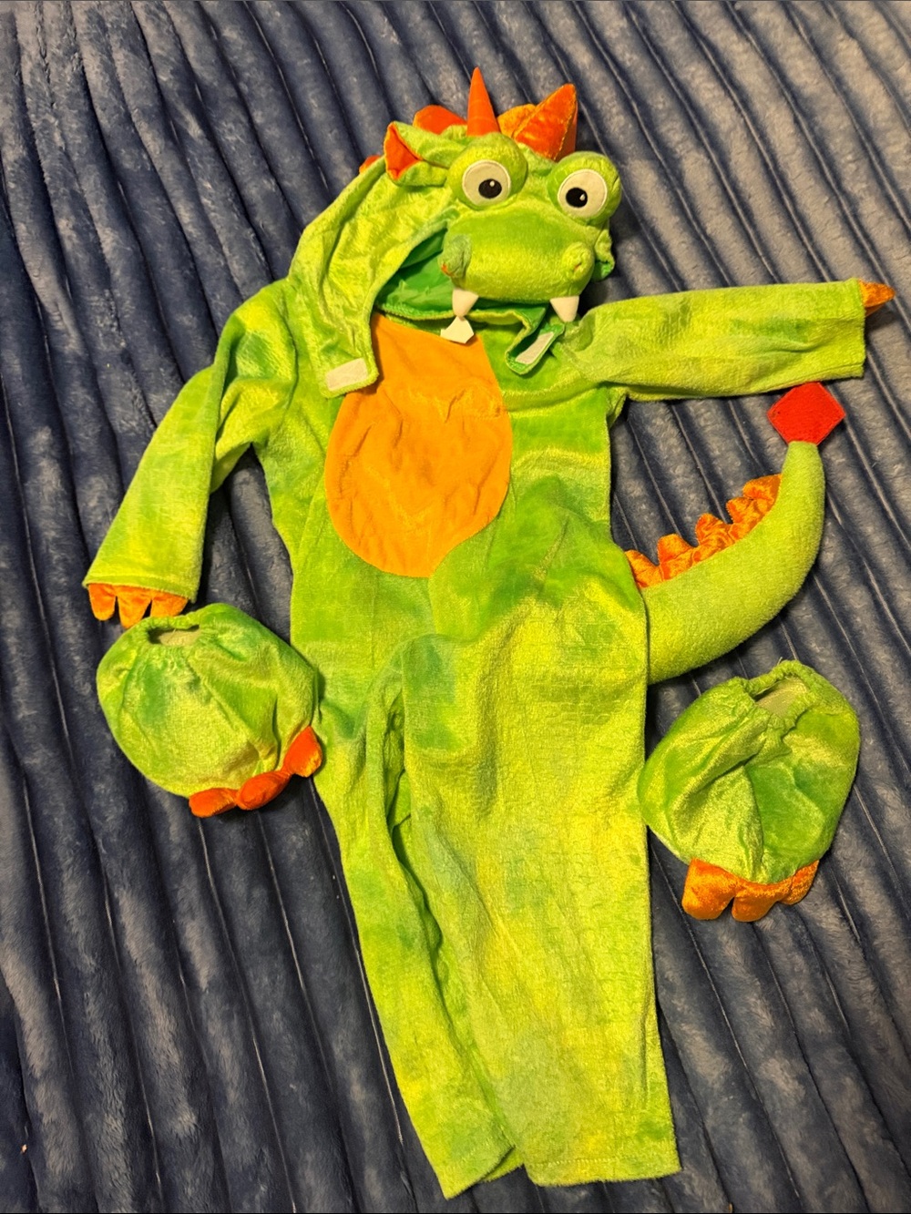 Kids Green Dragon Costume with Orange Accents